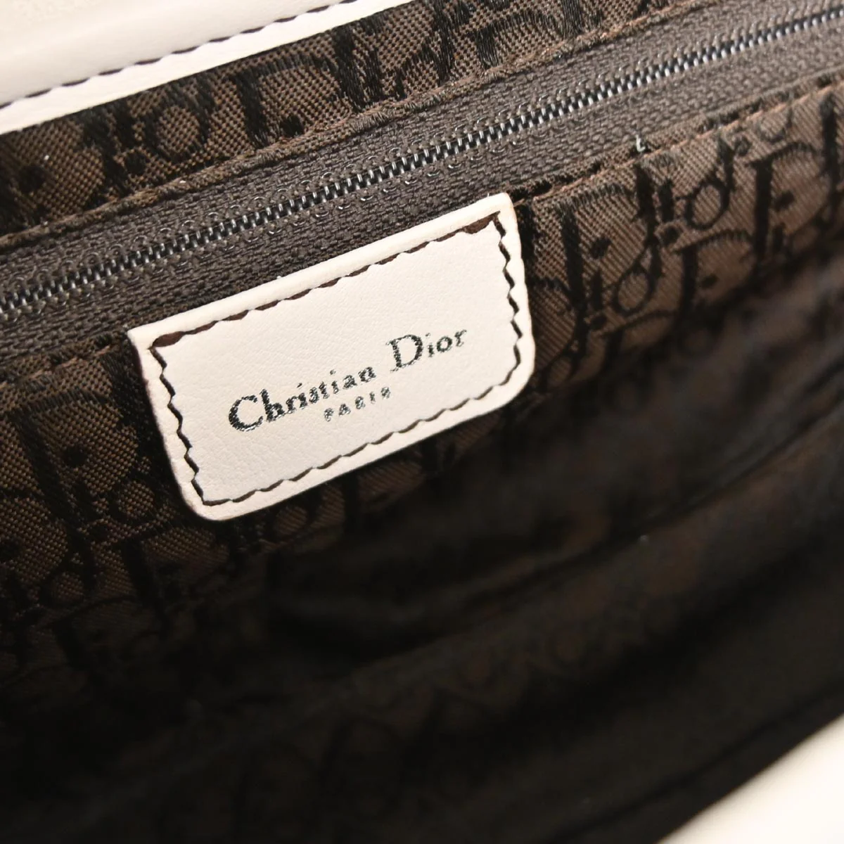 Christian Dior White Leather Saddle Handbag - Image 9