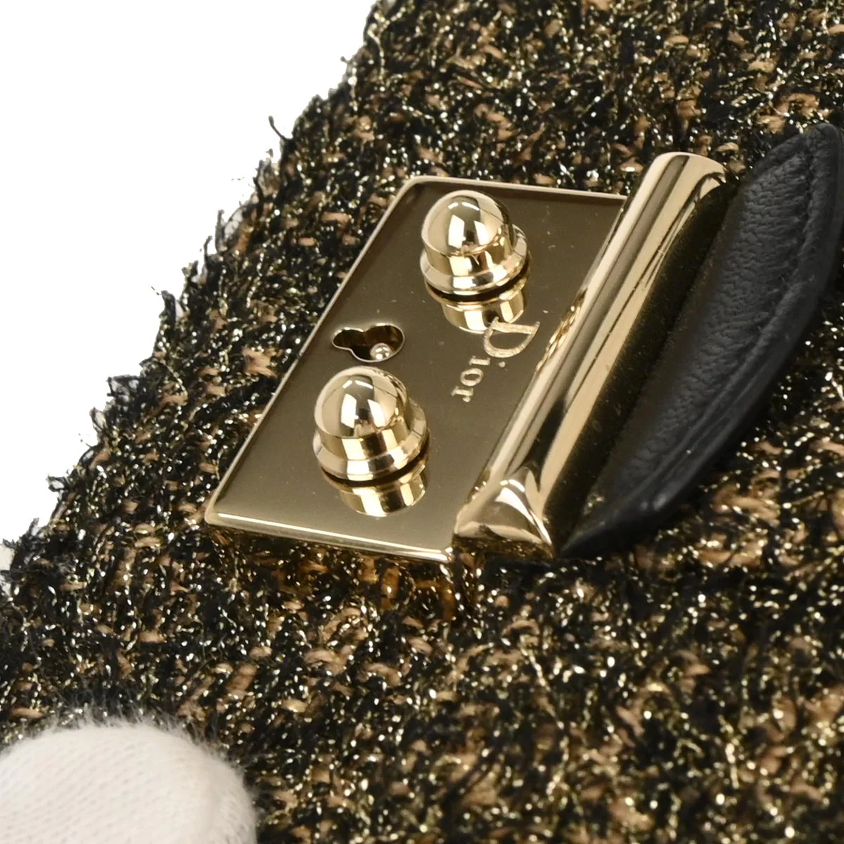Christian Dior Black Tweed Rock Chain Shoulder Bag - Image 5