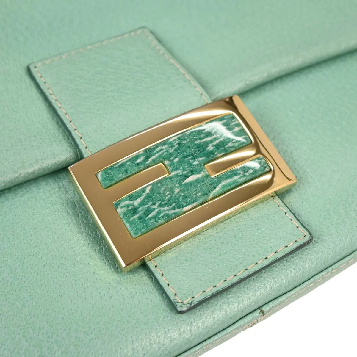 Fendi Emerald Green Leather Mamma Baguette Handbag - Image 5