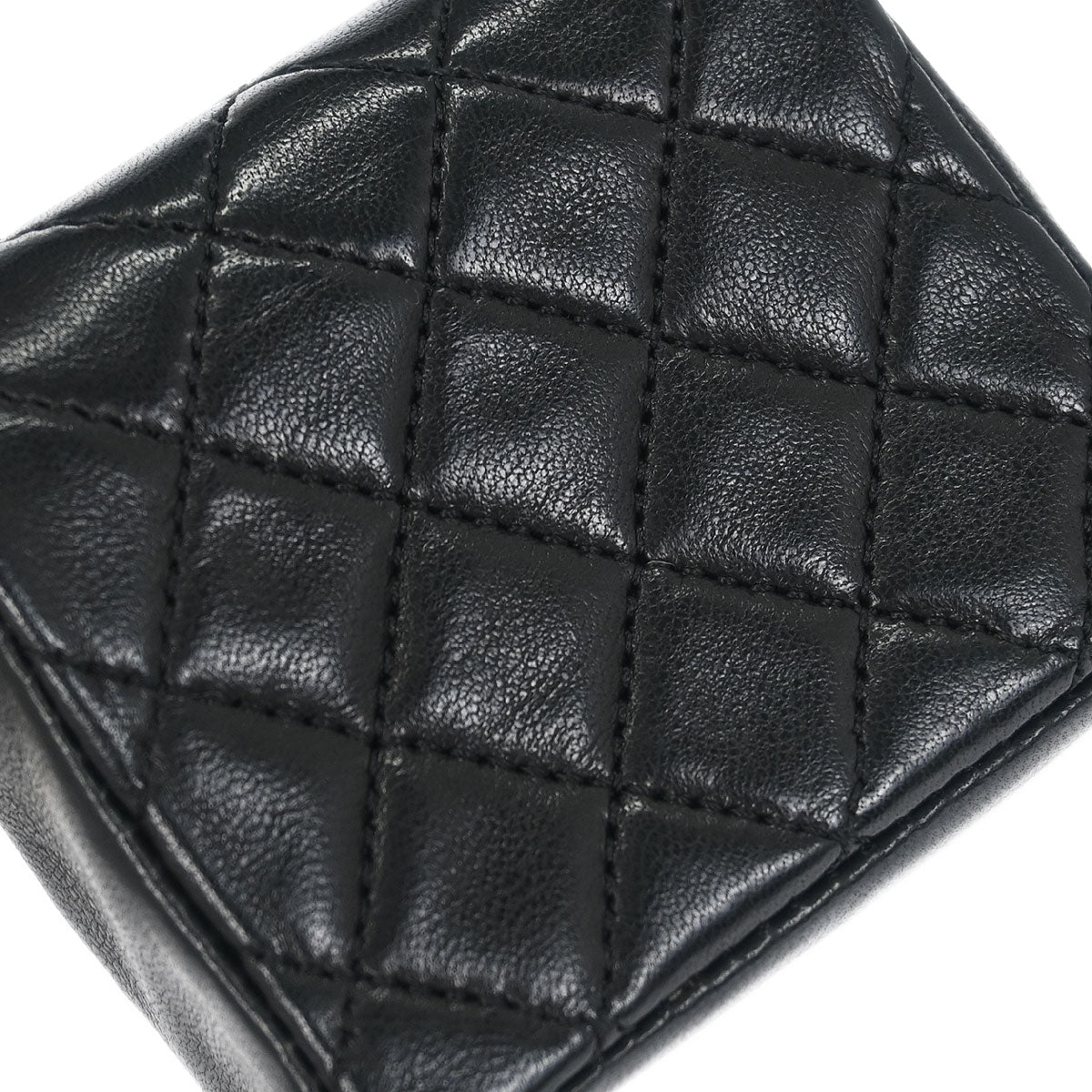 Chanel 1989-1991 Black Lambskin Micro Classic Flap Shoulder Bag Pochette - Image 5