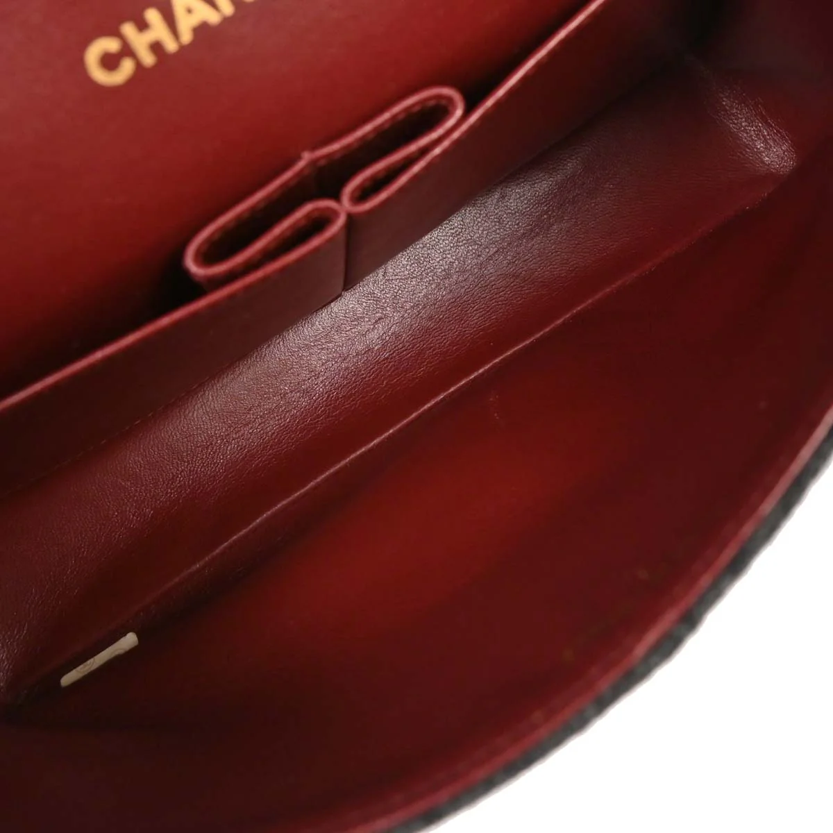 Chanel 1989-1991 Gray Wool Medium Classic Double Flap Shoulder Bag - Image 8
