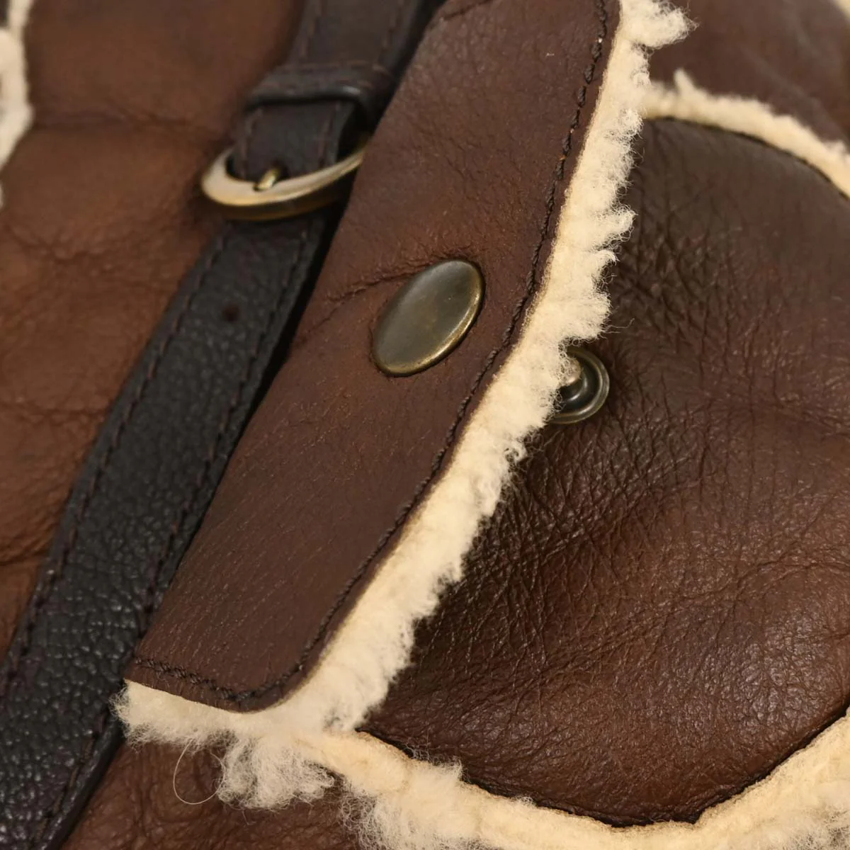 Fendi Brown Leather Zucchino Shearling Bag Handbag - Image 5