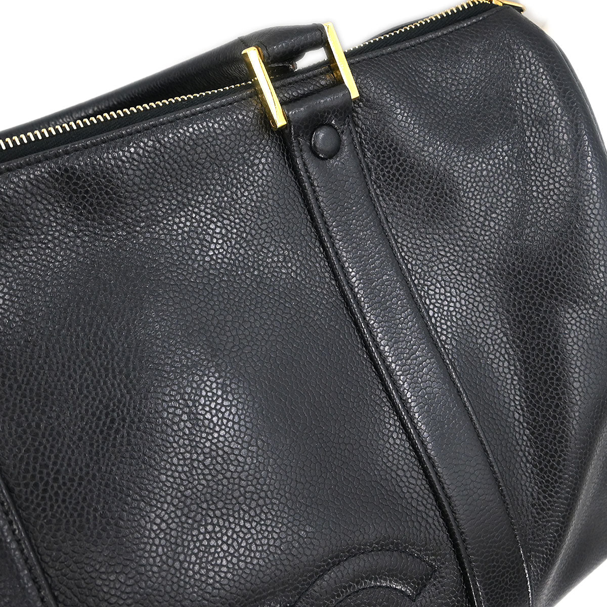 Chanel 1991-1994 Black Caviar 2way Shoulder Duffle Handbag - Image 11