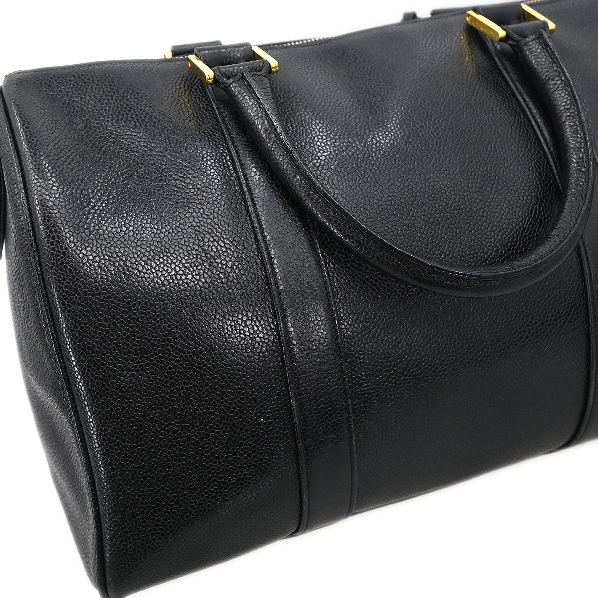 Chanel 1991-1994 Black Caviar 2way Shoulder Duffle Handbag - Image 6