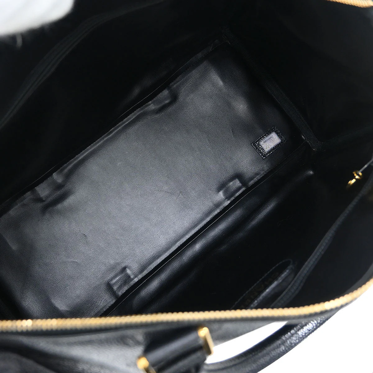Chanel 1991-1994 Black Caviar 2way Shoulder Duffle Handbag - Image 7