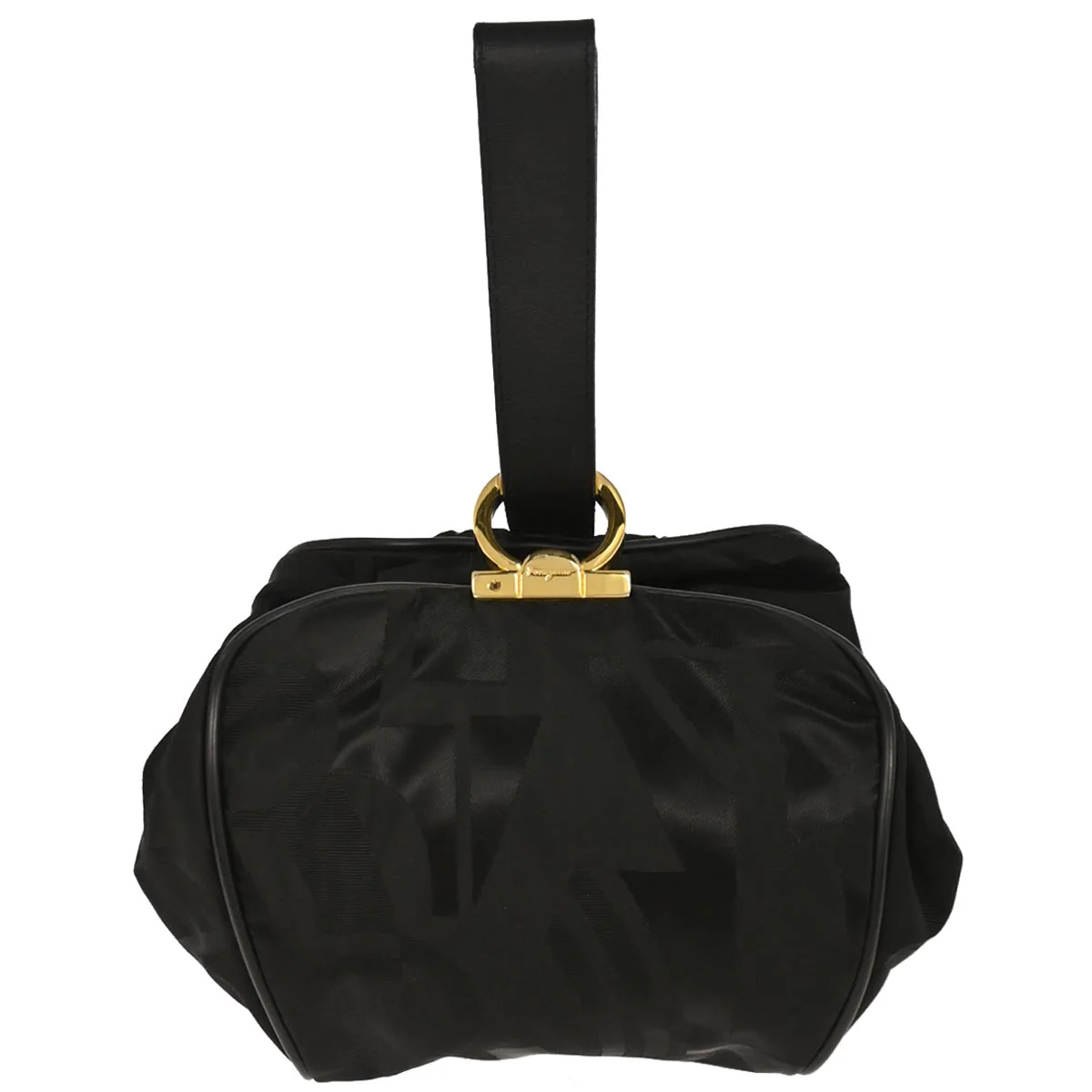 Salvatore Ferragamo Black Nylon Gancini Pouch Handbag