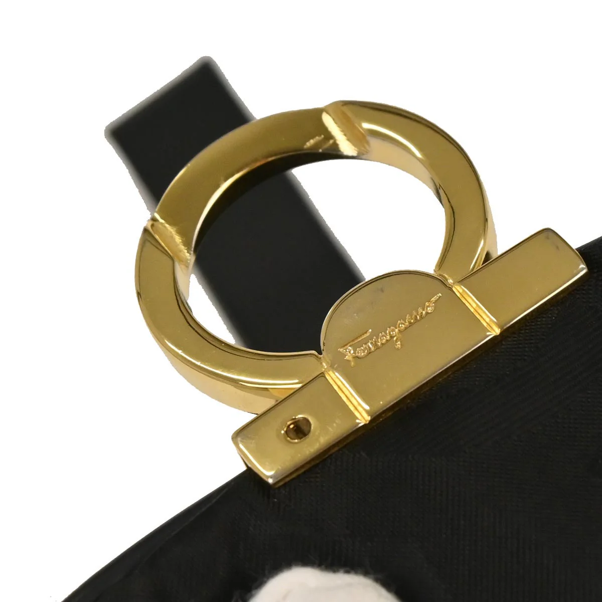 Salvatore Ferragamo Black Nylon Gancini Pouch Handbag - Image 6