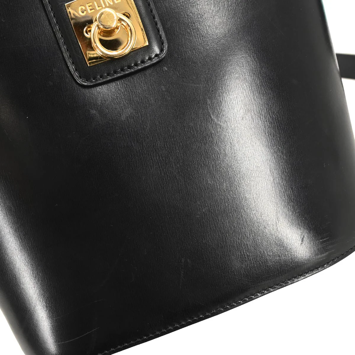 Celine Black Leather Bucket Shoulder Bag - Image 5