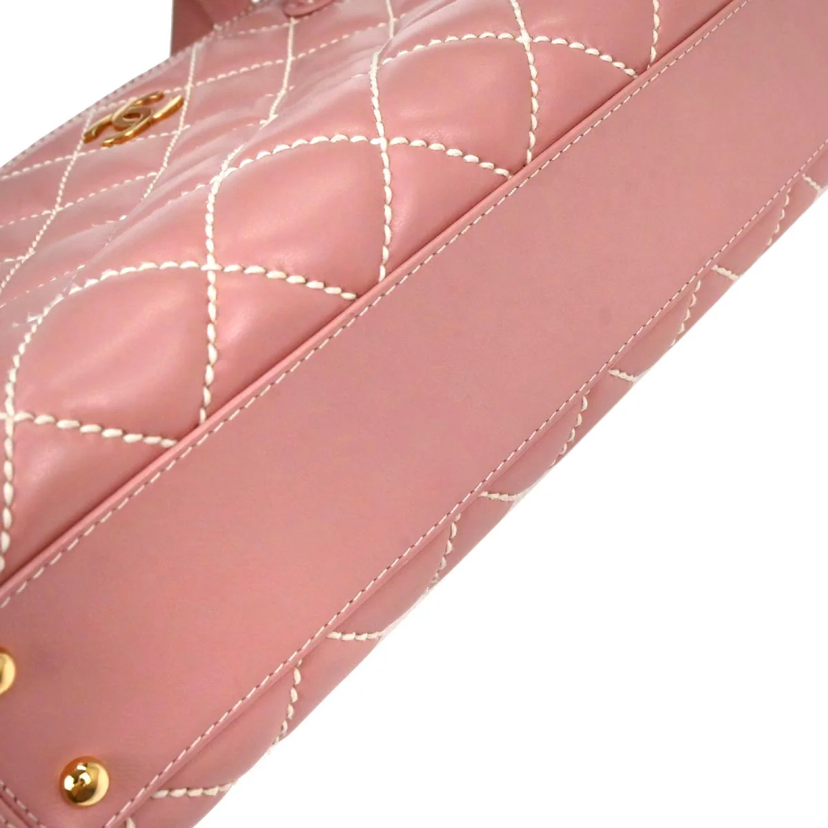 Chanel 2005-2006 Pink Calfskin Wild Stitch Tote Handbag - Image 5