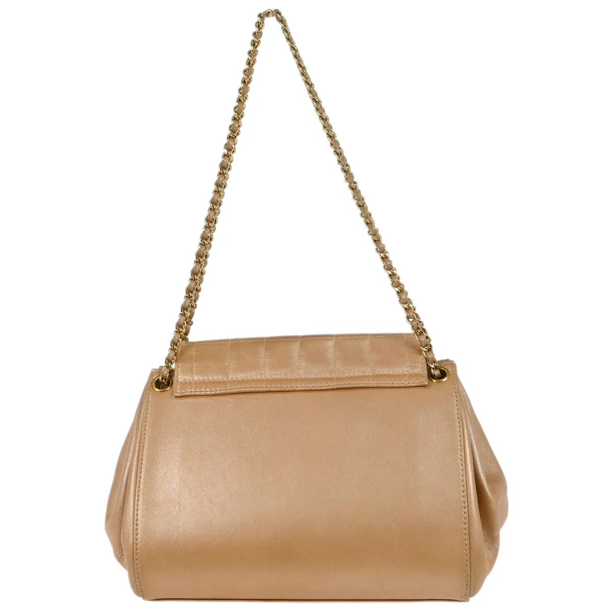 Chanel 2002-2003 Pink Gold Lambskin Choco Bar Mademoiselle Lock Shoulder Bag - Image 2