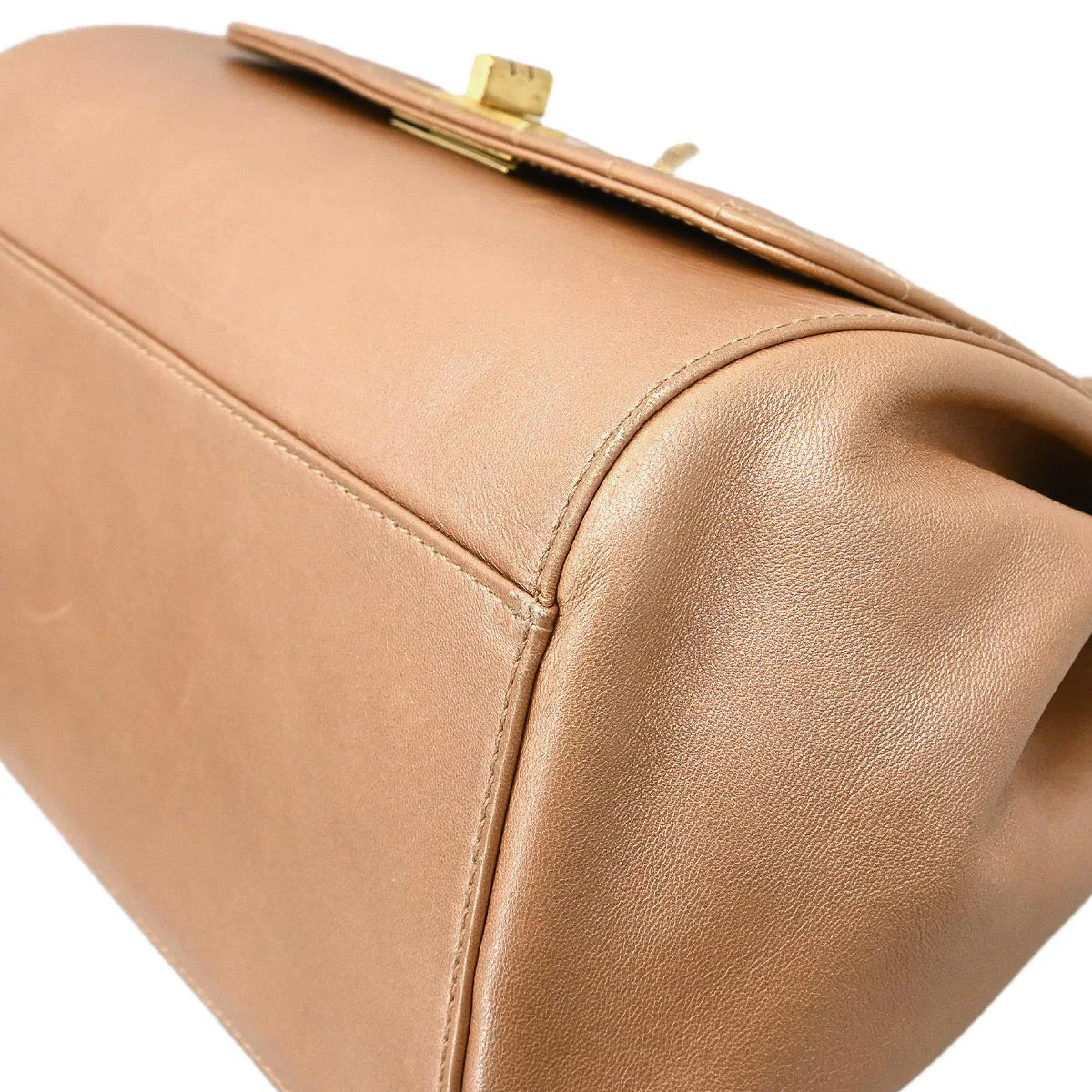 Chanel 2002-2003 Pink Gold Lambskin Choco Bar Mademoiselle Lock Shoulder Bag - Image 4