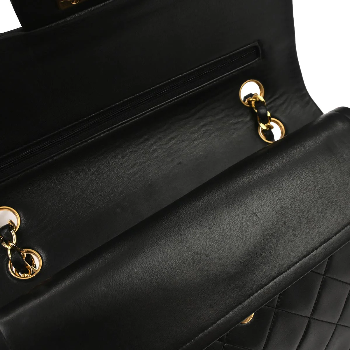 Chanel Black Lambskin Medium Classic Double Flap Shoulder Bag - Image 7