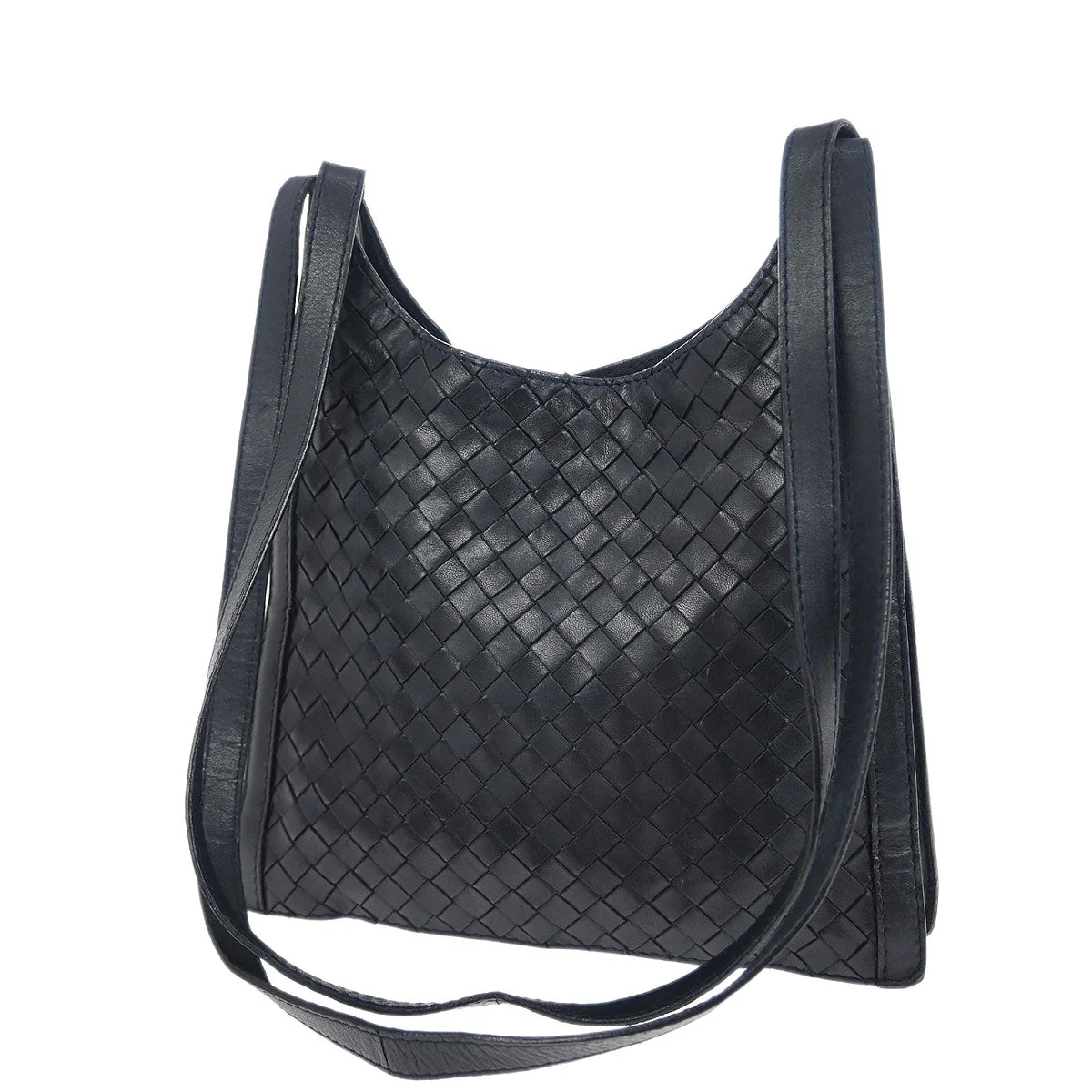 Bottega Veneta Navy Lambskin Intrecciato Shoulder Bag - Image 2