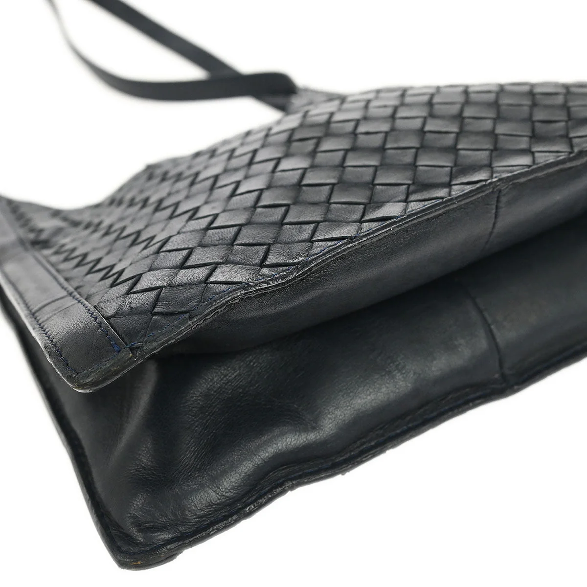 Bottega Veneta Navy Lambskin Intrecciato Shoulder Bag - Image 3