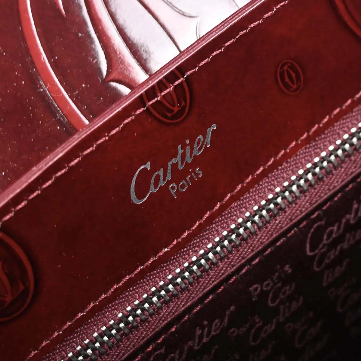 Cartier Bordeaux Patent Leather Happy Birthday Handbag - Image 9