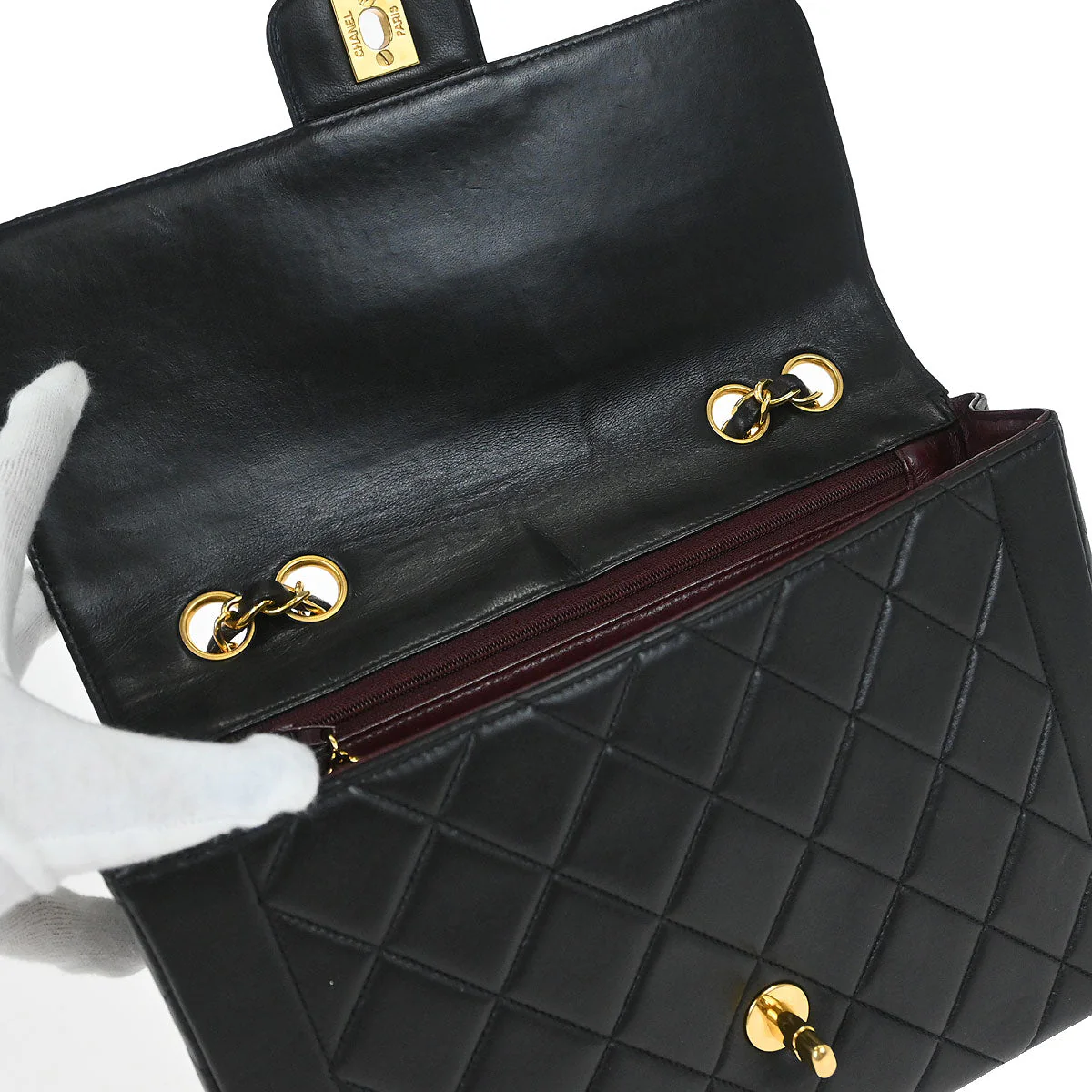 Chanel Black Lambskin Shoulder Bag - Image 6