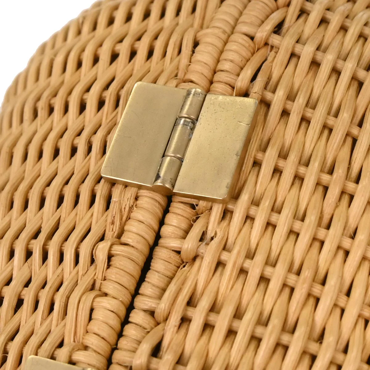 Chanel Beige Rattan Heart Lock Basket Bag 2way Shoulder Handbag - Image 3