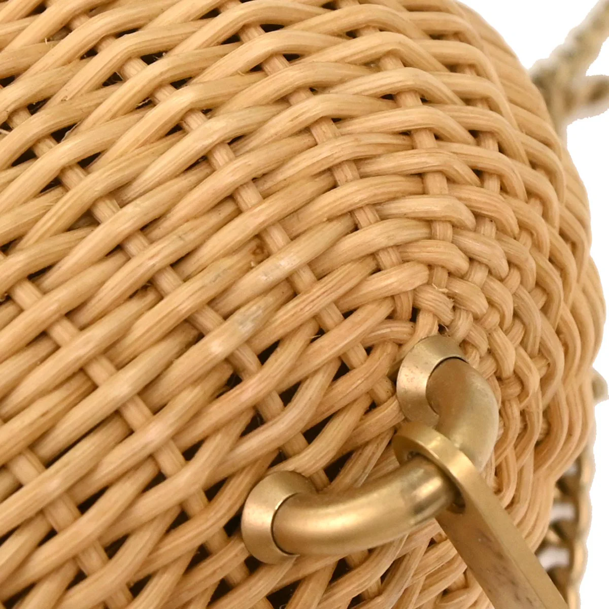 Chanel Beige Rattan Heart Lock Basket Bag 2way Shoulder Handbag - Image 5