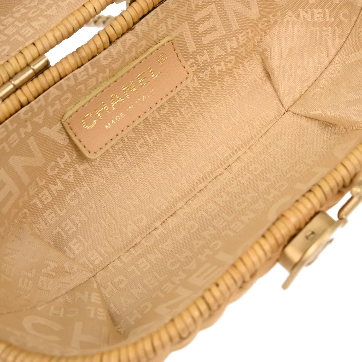 Chanel Beige Rattan Heart Lock Basket Bag 2way Shoulder Handbag - Image 8