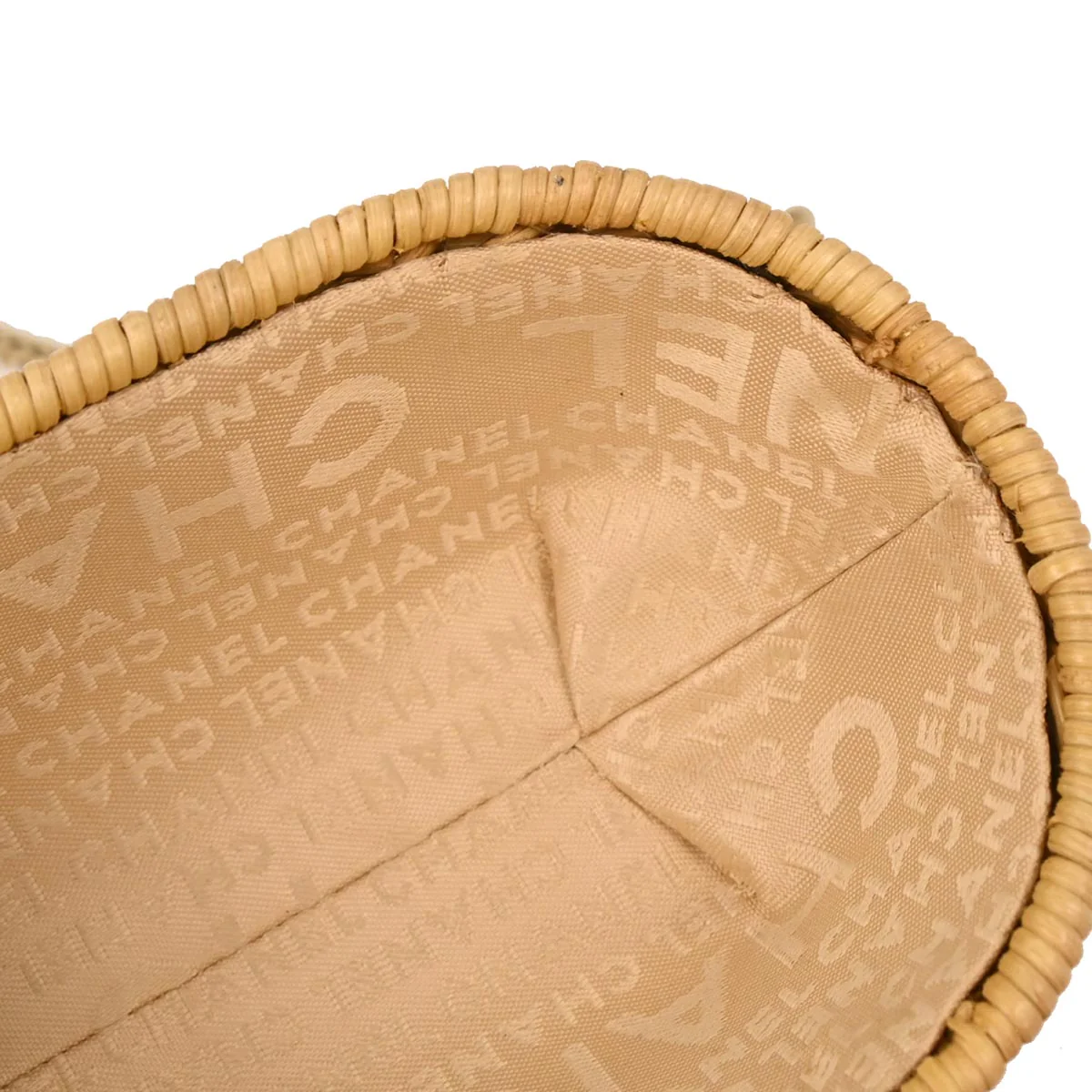 Chanel Beige Rattan Heart Lock Basket Bag 2way Shoulder Handbag - Image 9