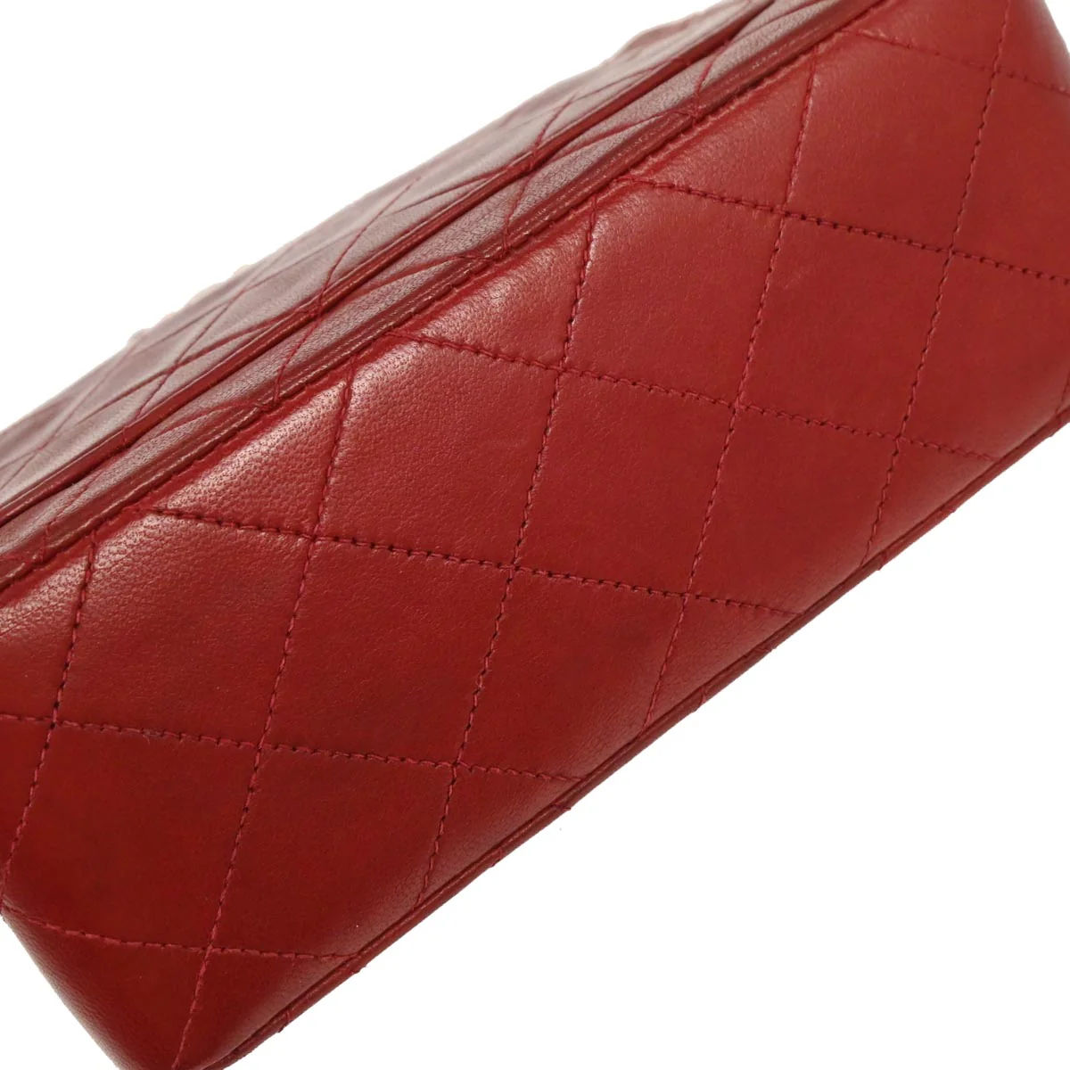 Chanel 1996-1997 Red Lambskin Mini Classic Square Flap Bag - Image 3