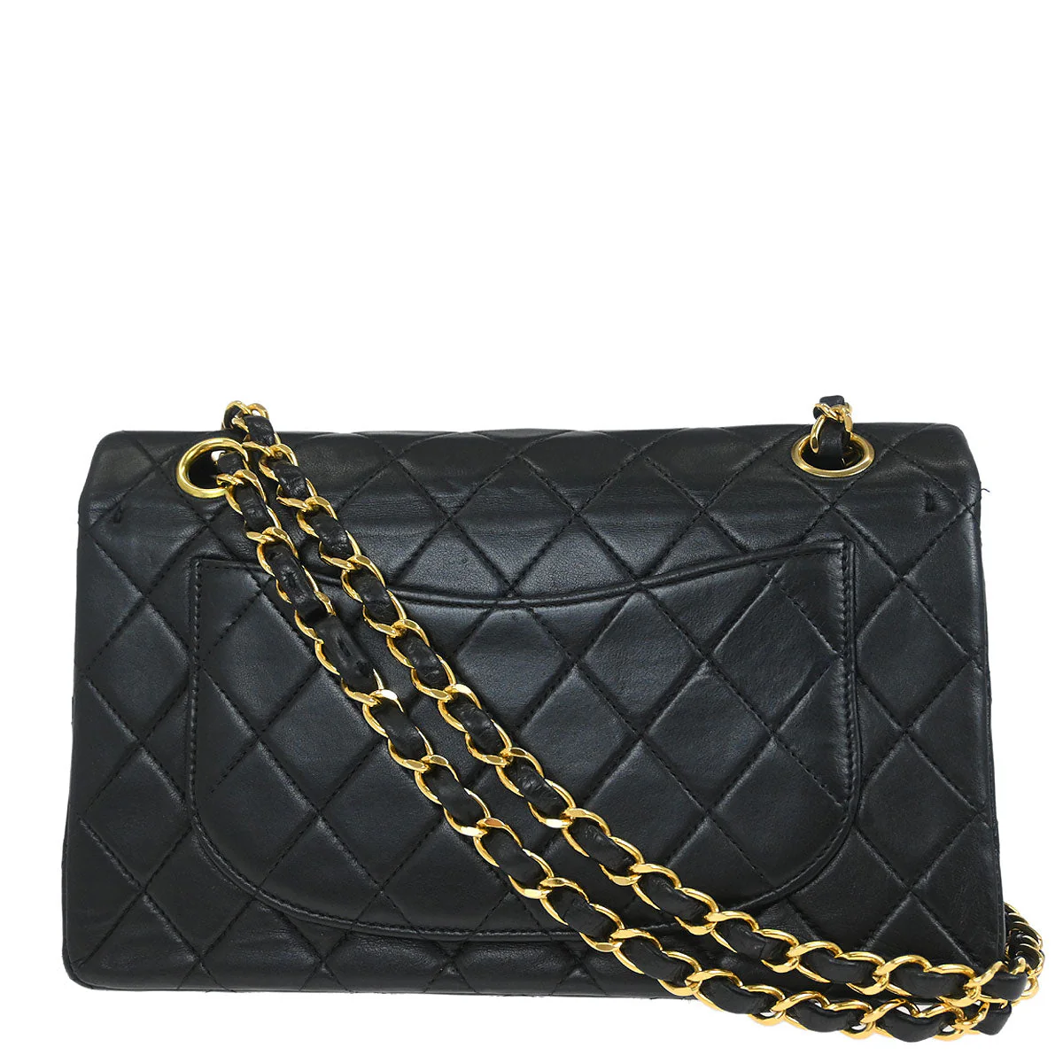 Chanel Black Lambskin Small Classic Double Flap Shoulder Bag - Image 2