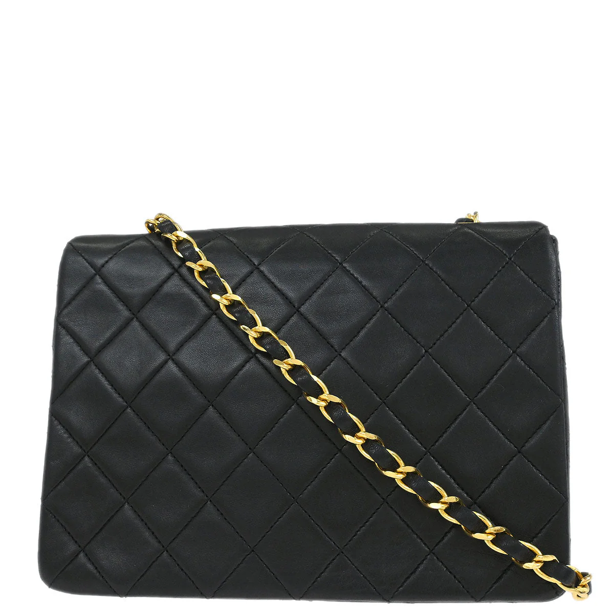 Chanel Black Lambskin Classic Square Flap Shoulder Bag 20 - Image 2