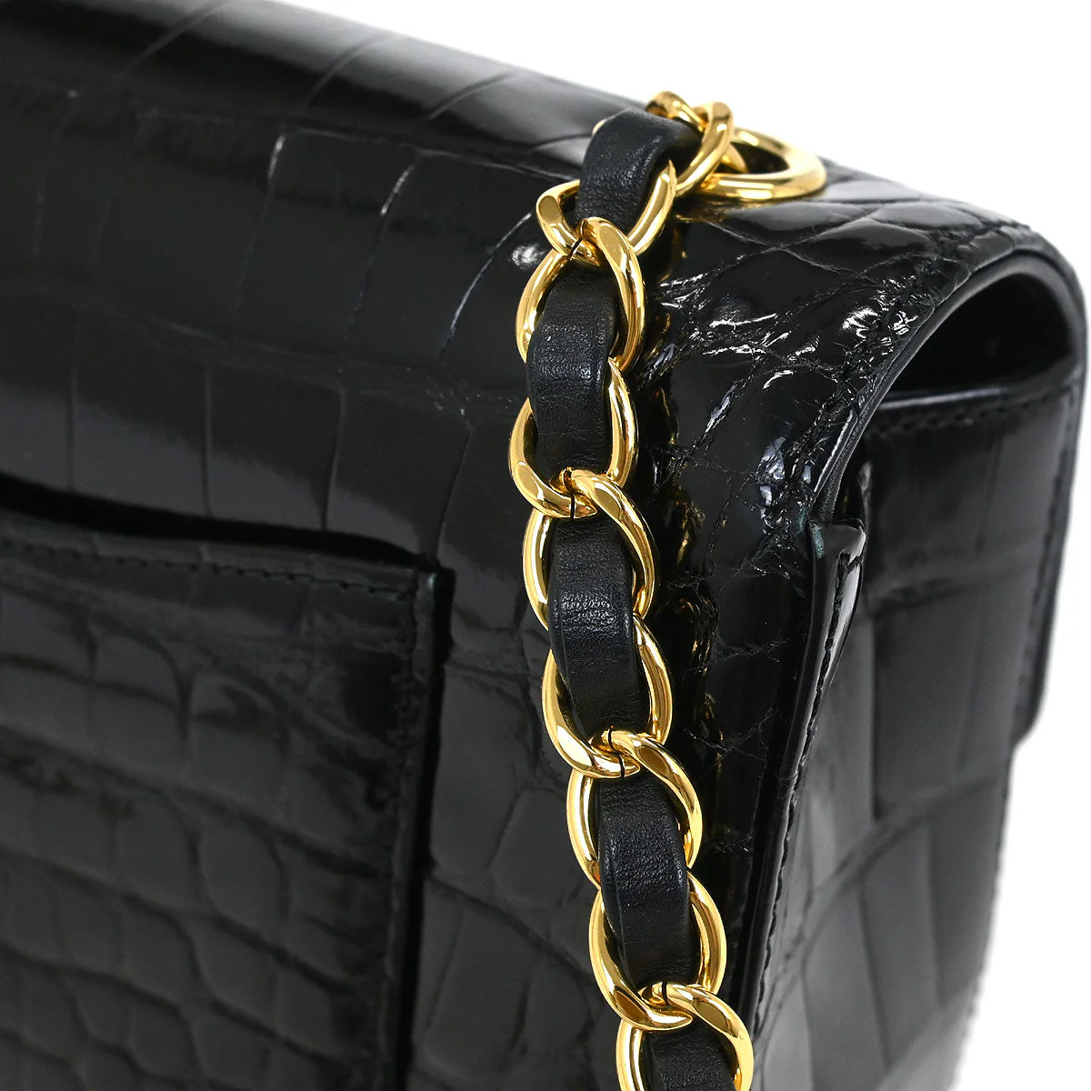 Chanel * 2017-2018 Black Crocodile Single Flap Shoulder Bag - Image 5