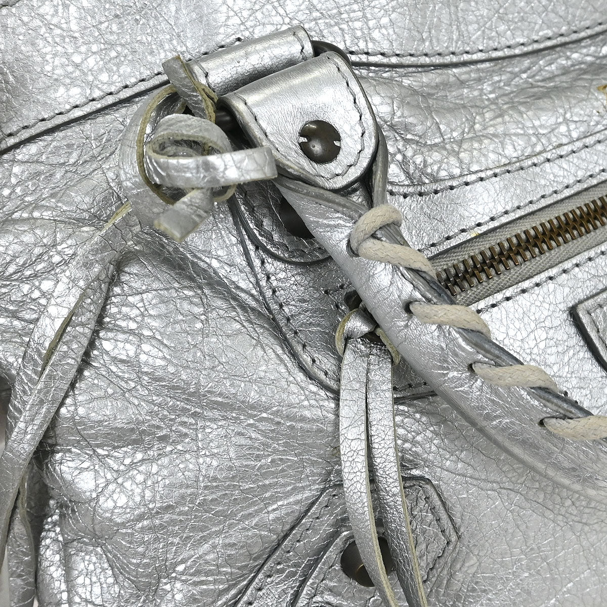 Balenciaga Silver Lambskin The First 2way Shoulder Handbag - Image 6