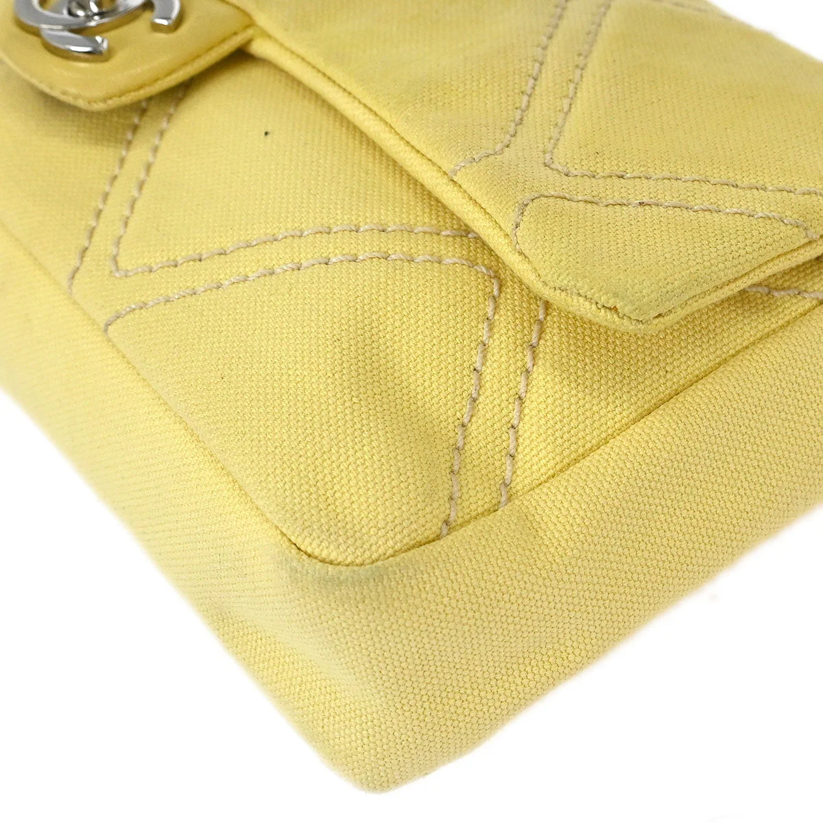 Chanel Yellow Canvas No.5 Handbag - Image 5