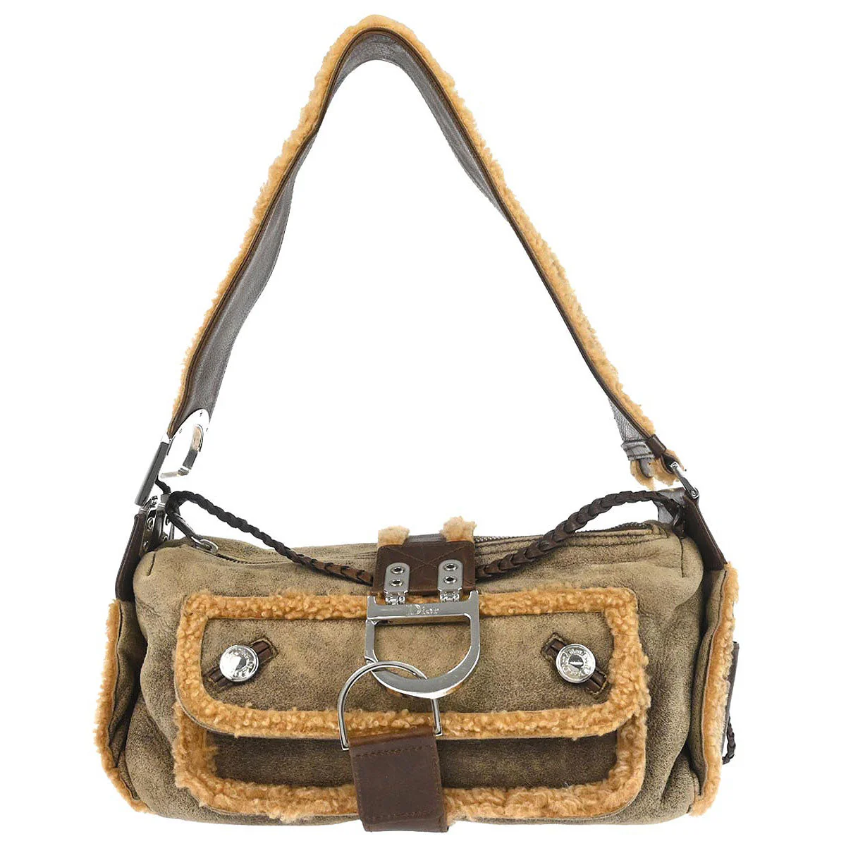 Christian Dior Beige Mouton Flight Handbag
