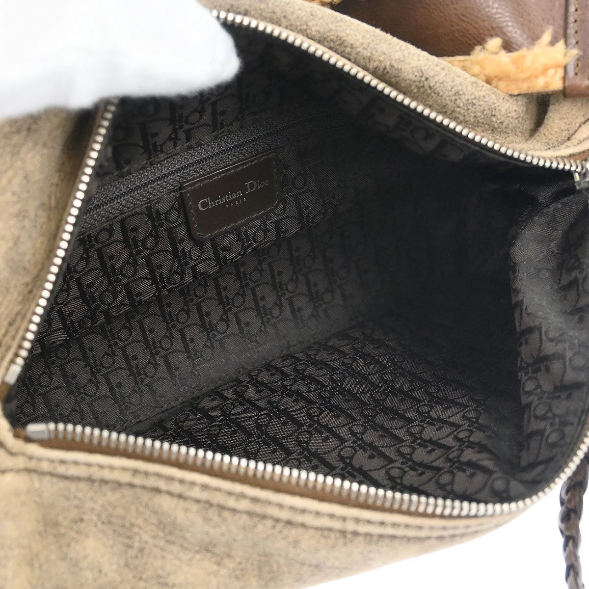 Christian Dior Beige Mouton Flight Handbag - Image 10