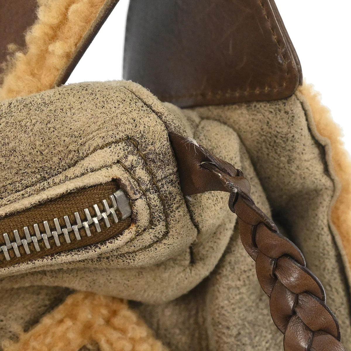 Christian Dior Beige Mouton Flight Handbag - Image 12