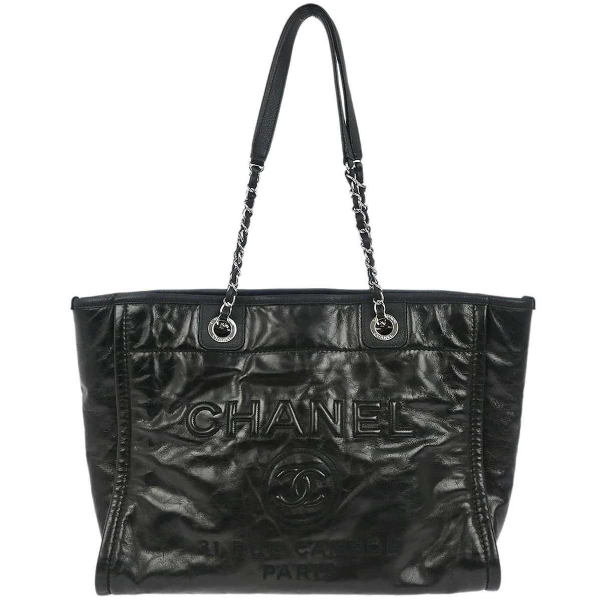 Chanel 2016-2017 Black Calfskin Small Deauville Tote Bag