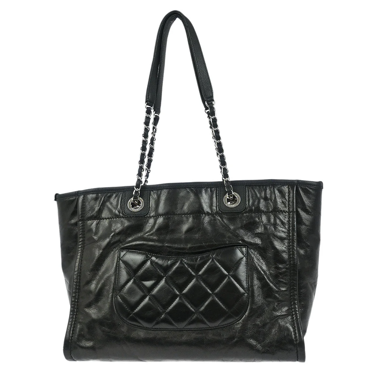 Chanel 2016-2017 Black Calfskin Small Deauville Tote Bag - Image 2