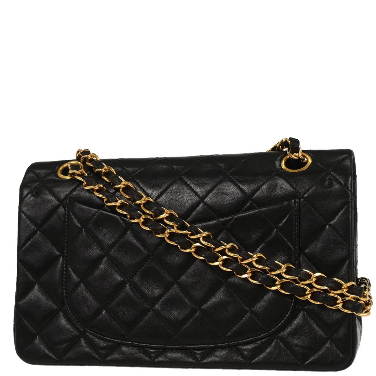 Chanel Black Lambskin Small Classic Double Flap Shoulder Bag - Image 2