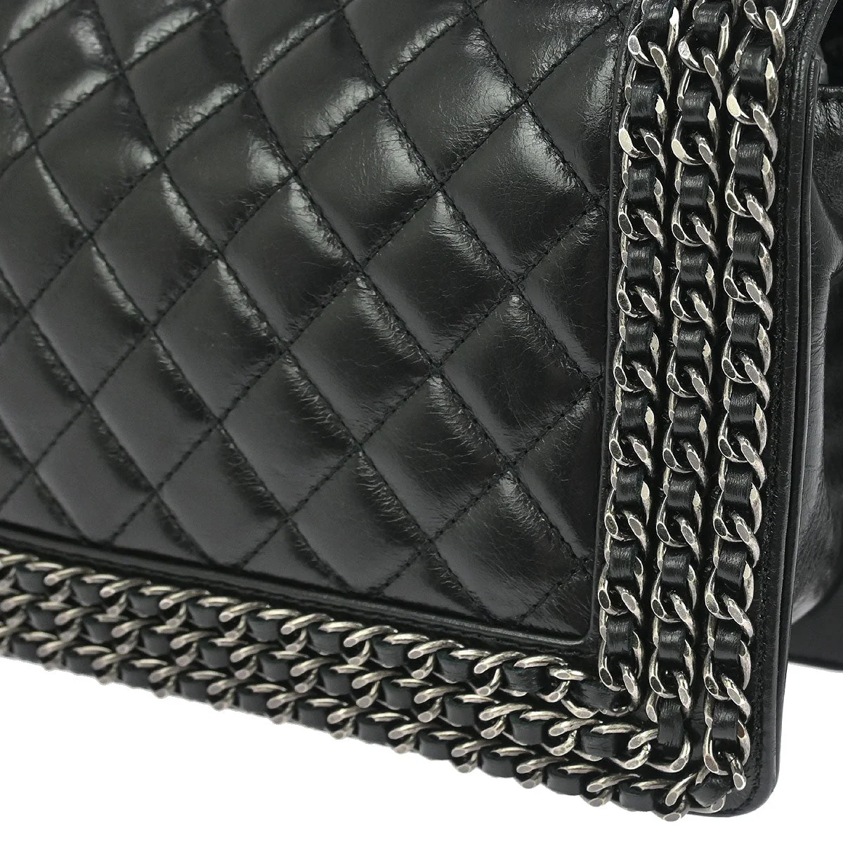 Boy Chanel 2014-2015 Black Lambskin Medium Shoulder Bag - Image 5