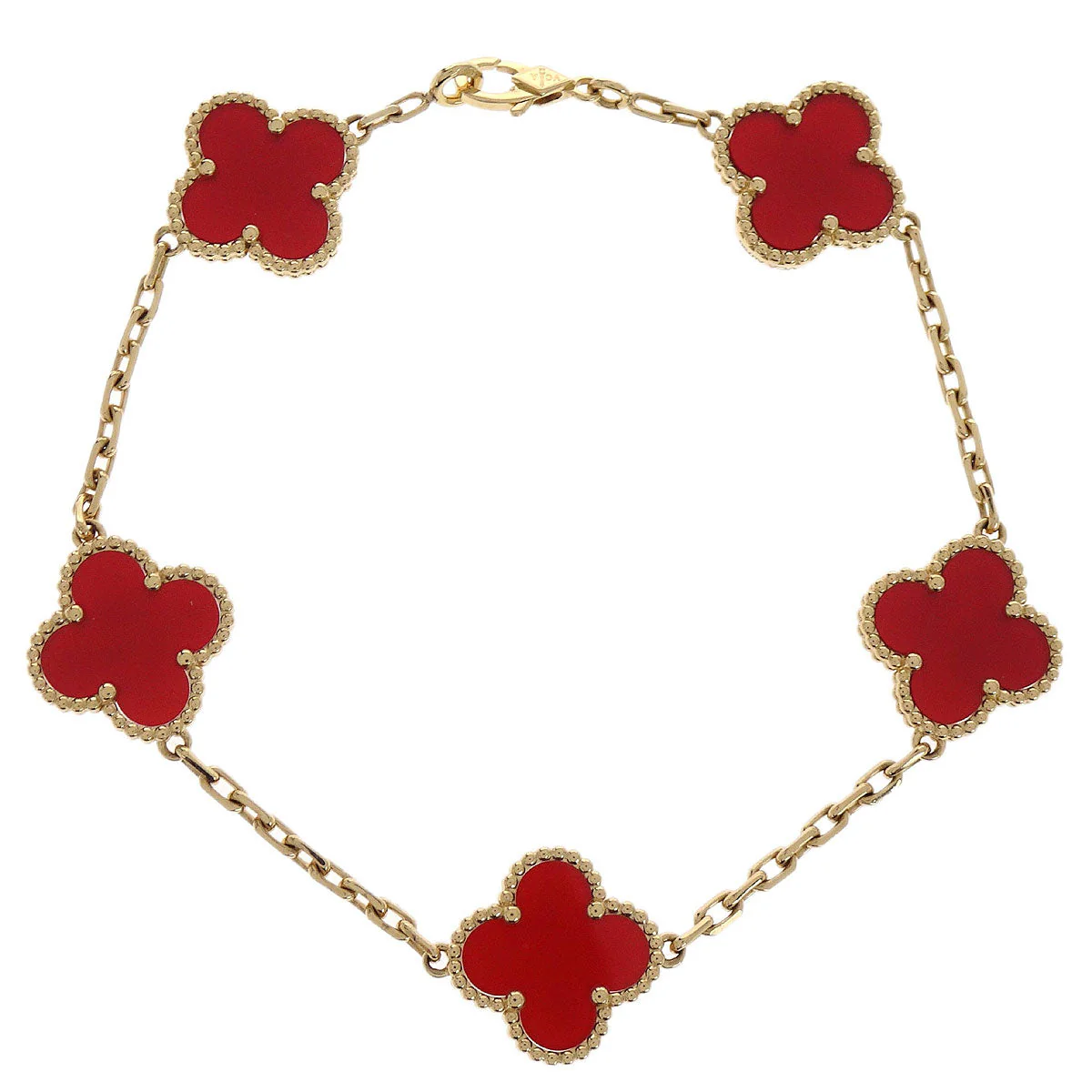 Van Cleef & Arpels Alhambra 5P Bracelet Carnelian Gold Au750 JA992448 Jewelry