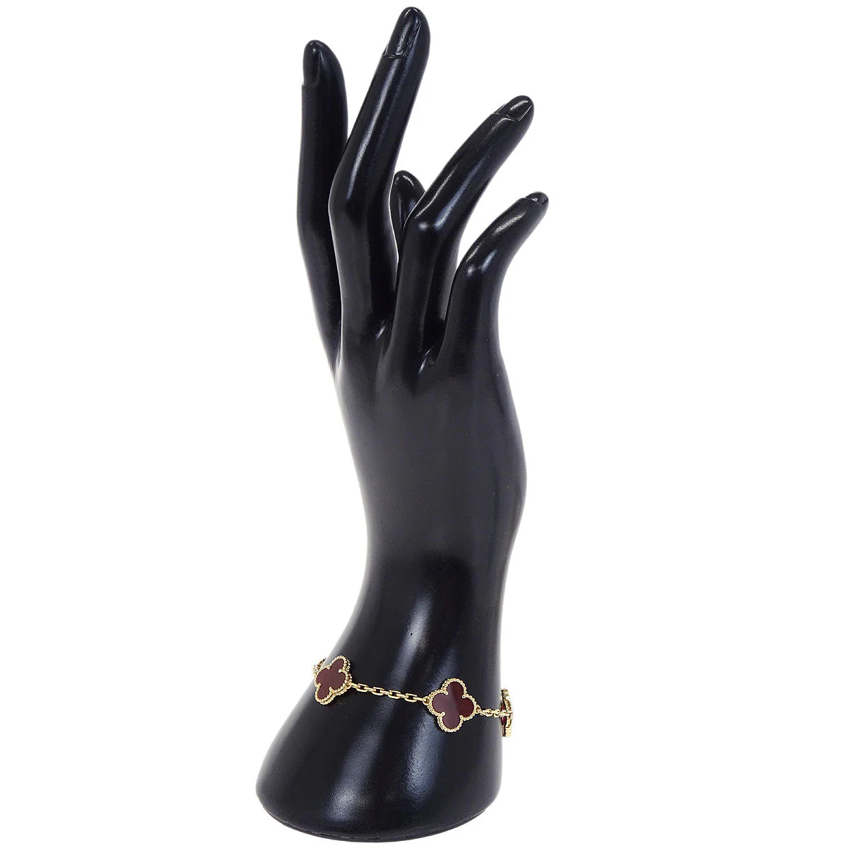 Van Cleef & Arpels Alhambra 5P Bracelet Carnelian Gold Au750 JA992448 Jewelry - Image 2