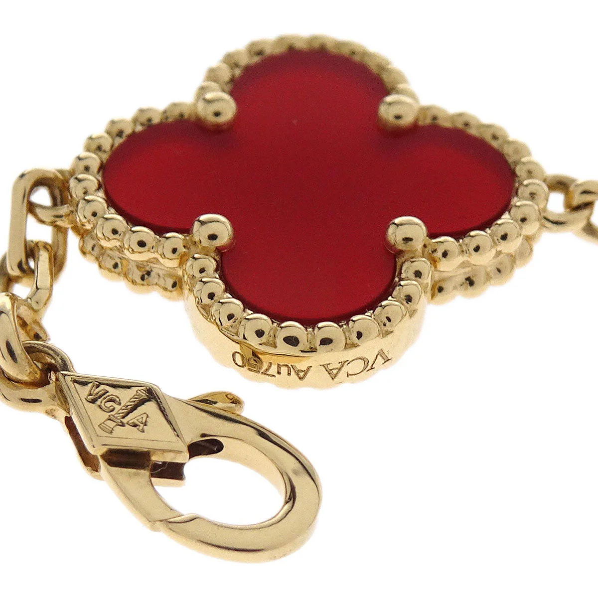 Van Cleef & Arpels Alhambra 5P Bracelet Carnelian Gold Au750 JA992448 Jewelry - Image 3
