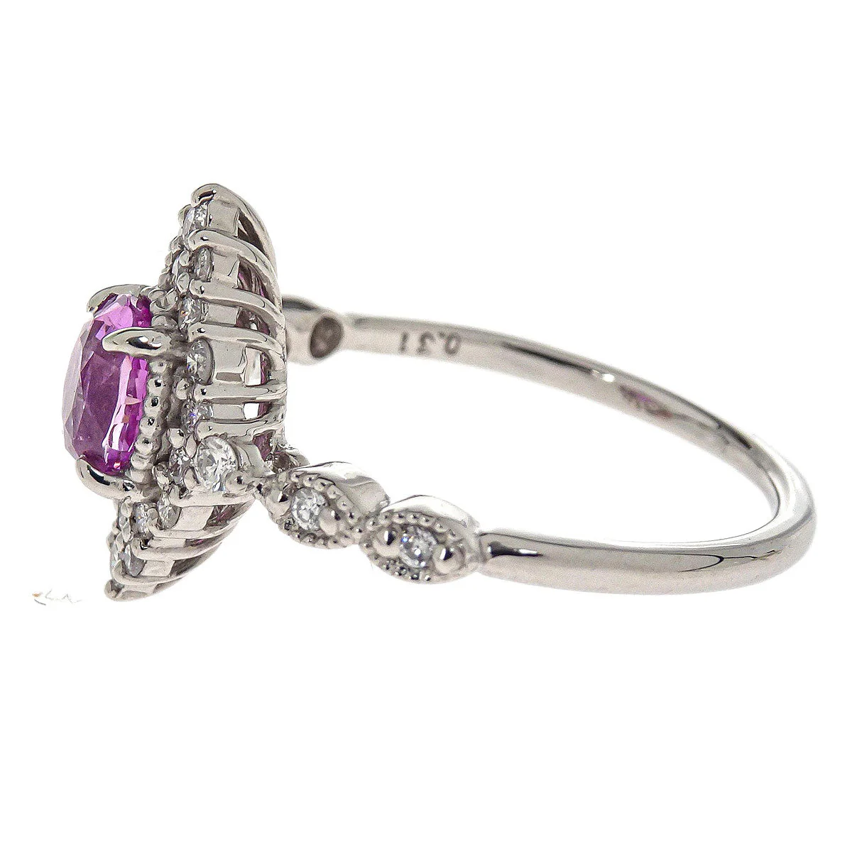 Ring Pt900 Silver Pink Sapphire Diamond #53 Jewelry - Image 2