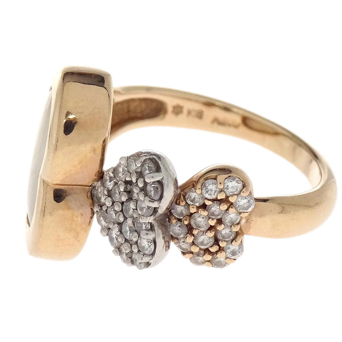 Ring 18K Pt900 Genuine Pearl Diamond Gold #51 Jewelry - Image 2