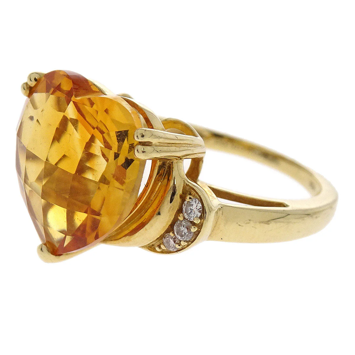 Ring 18K Gold Citrine Diamond #52 Jewelry - Image 2