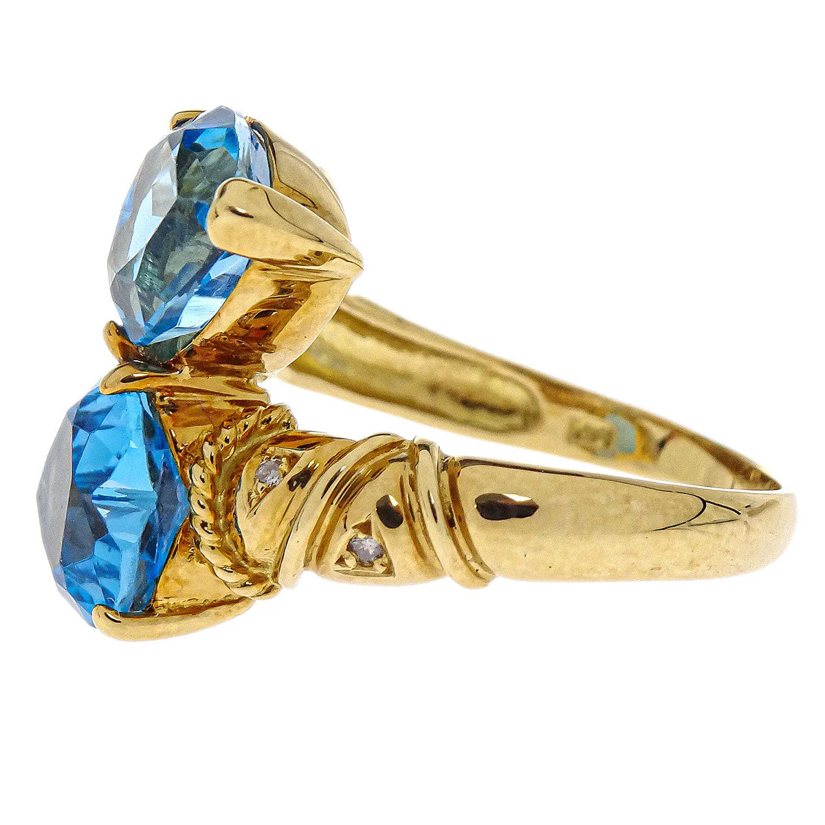 Ring 18K Blue Topaz Diamond Gold #54 Jewelry - Image 2