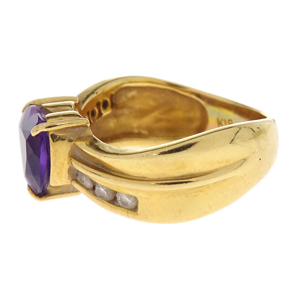 Ring 18K Amethyst Diamond Gold #46 Jewelry - Image 2