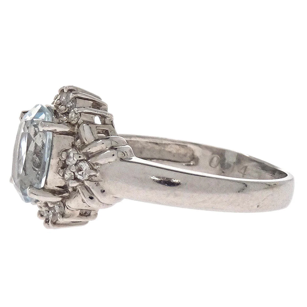 Ring Pt900 Aquamarine Diamond Silver #50 Jewelry - Image 2