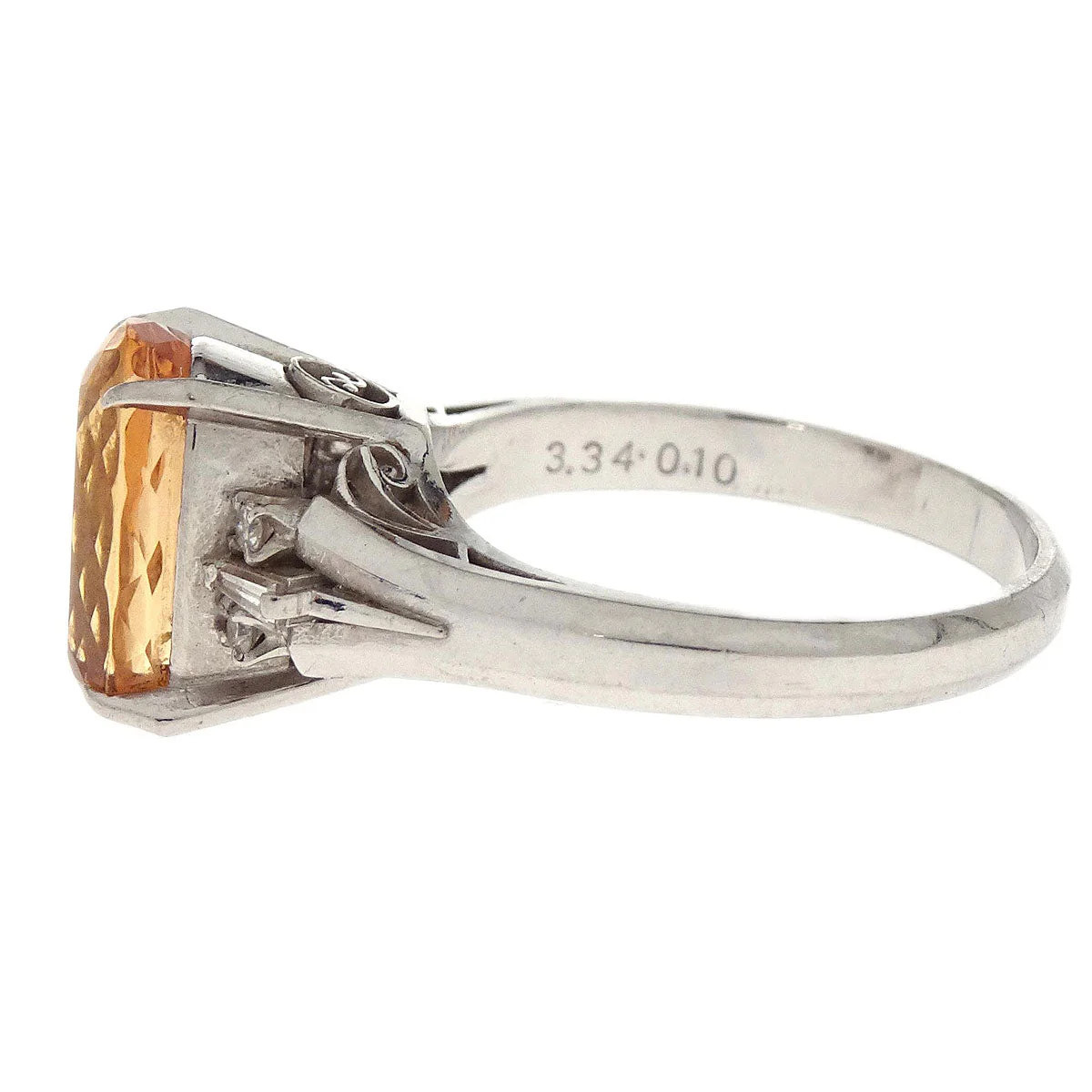 Ring Pt900 Imperial Topaz Diamond #51 Jewelry - Image 2