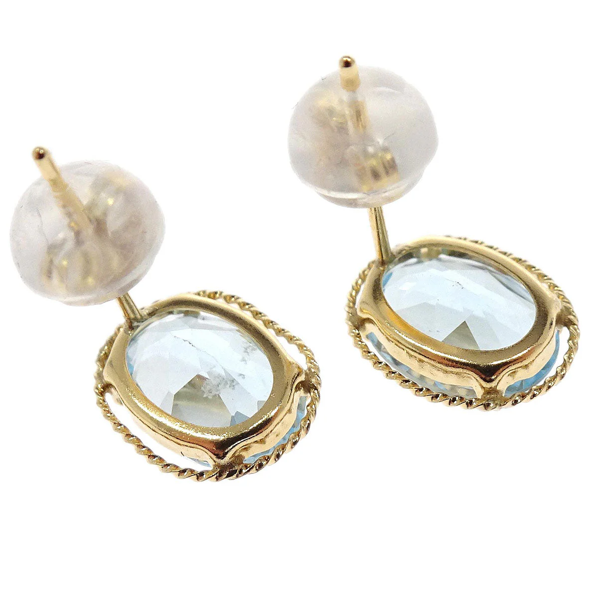 Pierced Earrings 18K Blue Topaz Gold Jewelry - Image 3