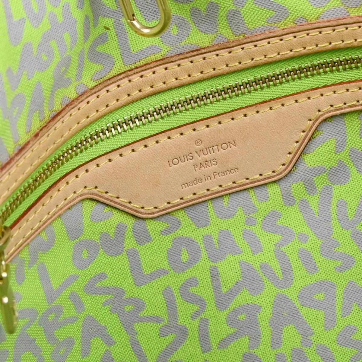 Louis Vuitton 2009 Green Monogram Graffiti Neverfull GM Tote Bag M93703 - Image 8