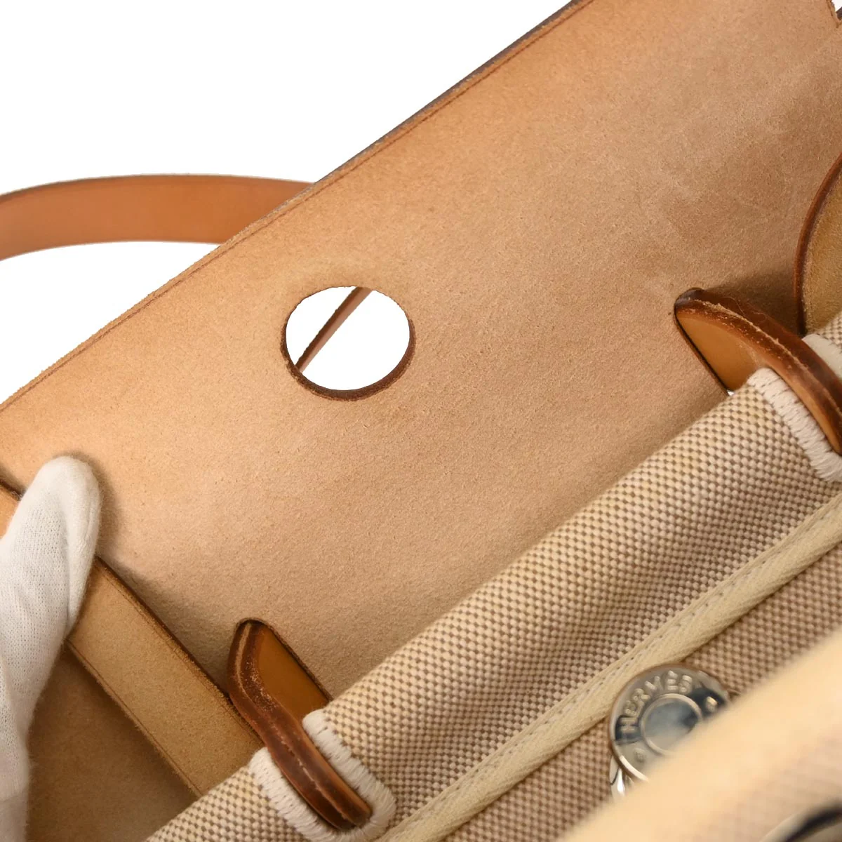 Hermes Natural Toile H Herbag a Dos 2 in 1 Backpack - Image 8
